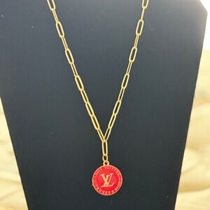 Repurposed bag charm  -paper clip Pendant Necklace